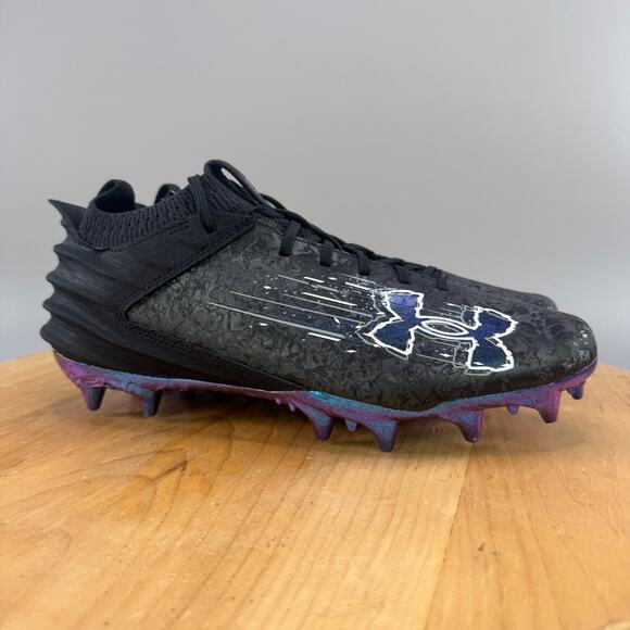 Under Armour Blur Smoke 2.0 MC Suede Mens Size 10.5 Football Cleats Black NEW - Picture 1 of 9